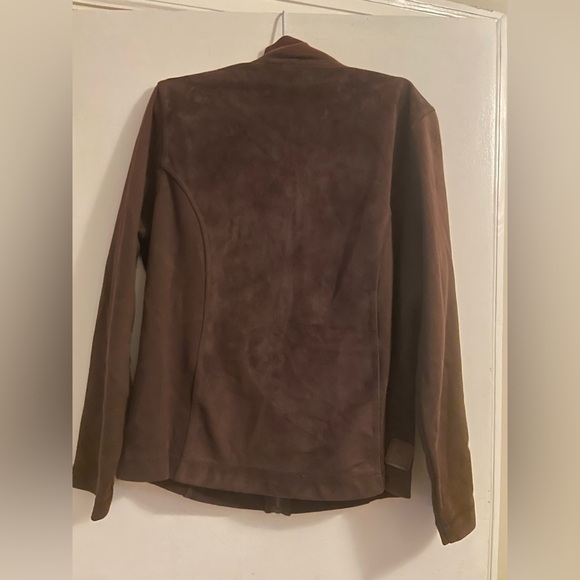 Lauren Ralph Lauren Chocolate Brown Faux Suede Long Sleeve Jacket Small Petite - Picture 10 of 10